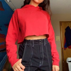 URBAN OUTFITTERS cropped red hoodie